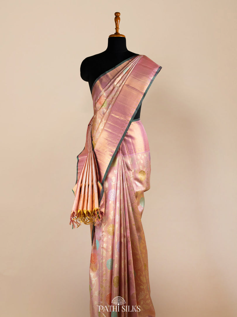 Pastel Pink Kanjivaram Tissue Silk Saree