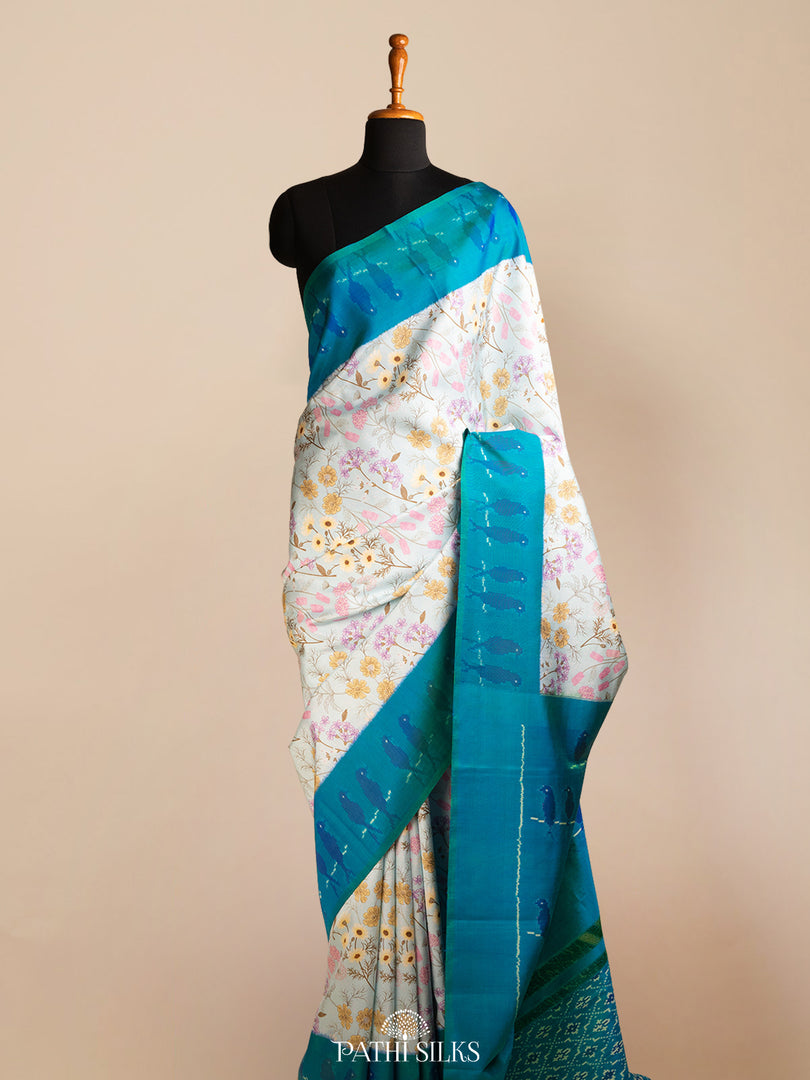 Light blue ikkat silk saree