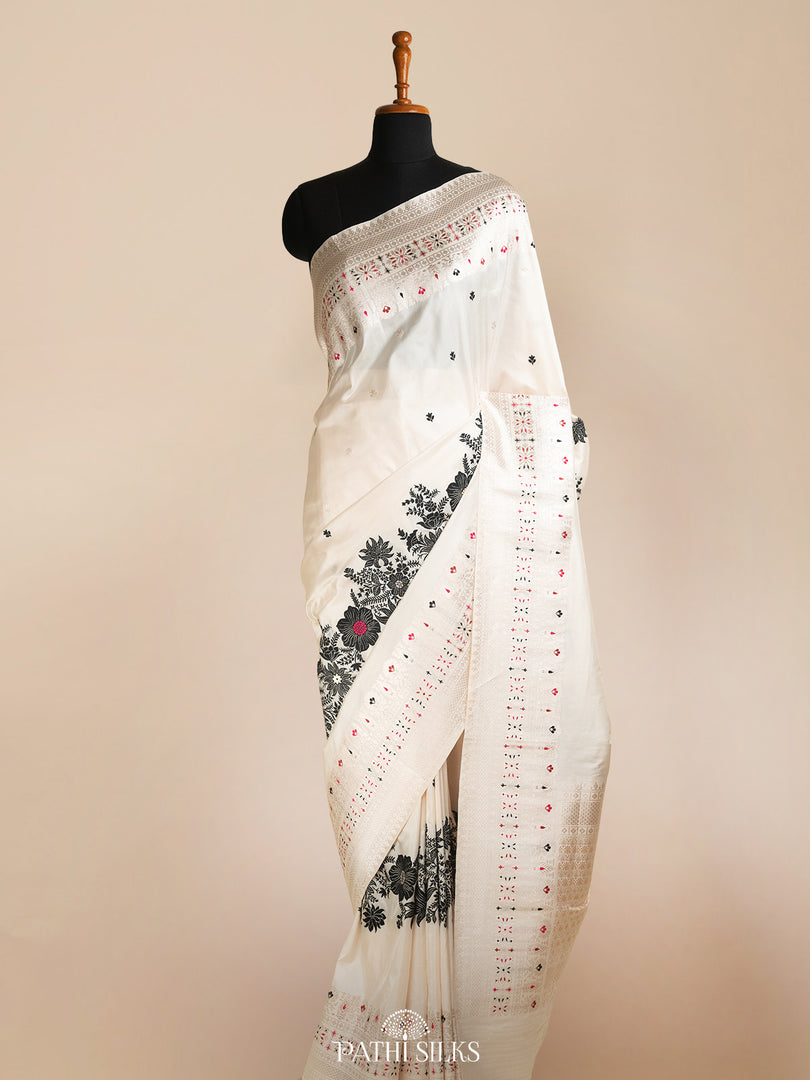 White banarasi silk saree