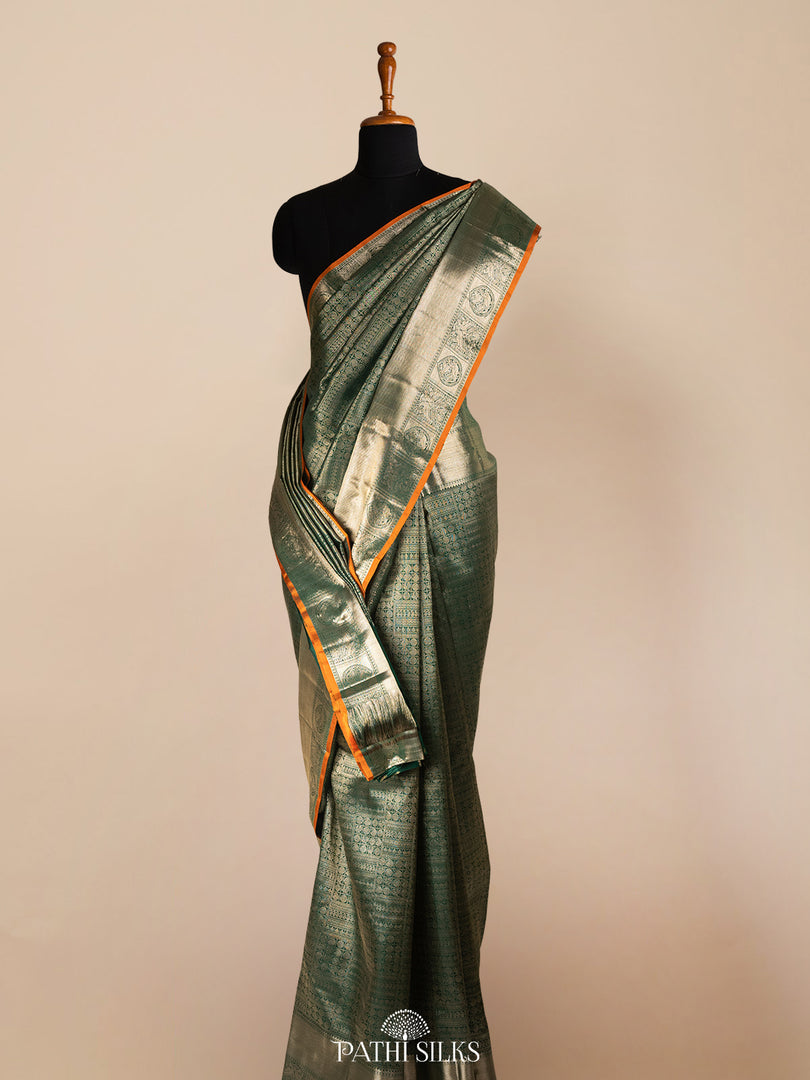 Bottle Green Kanjivaram Silk Saree