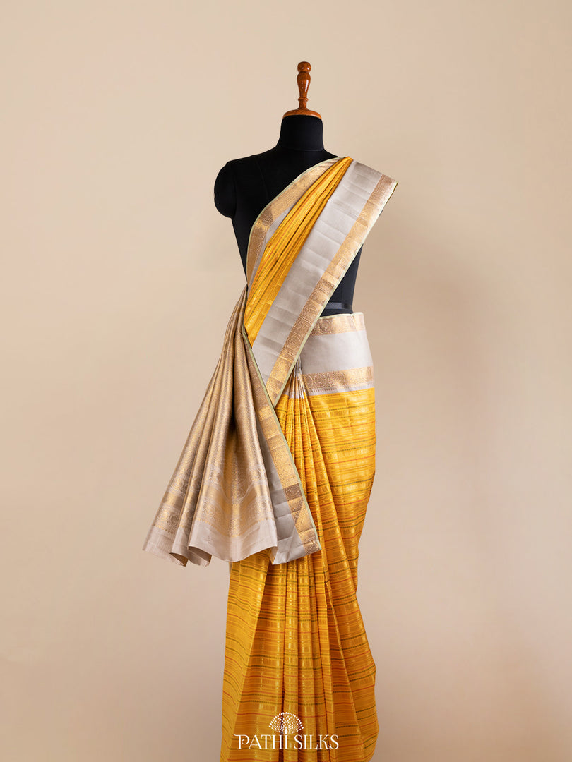 Mustard Kanjivaram Silk Saree