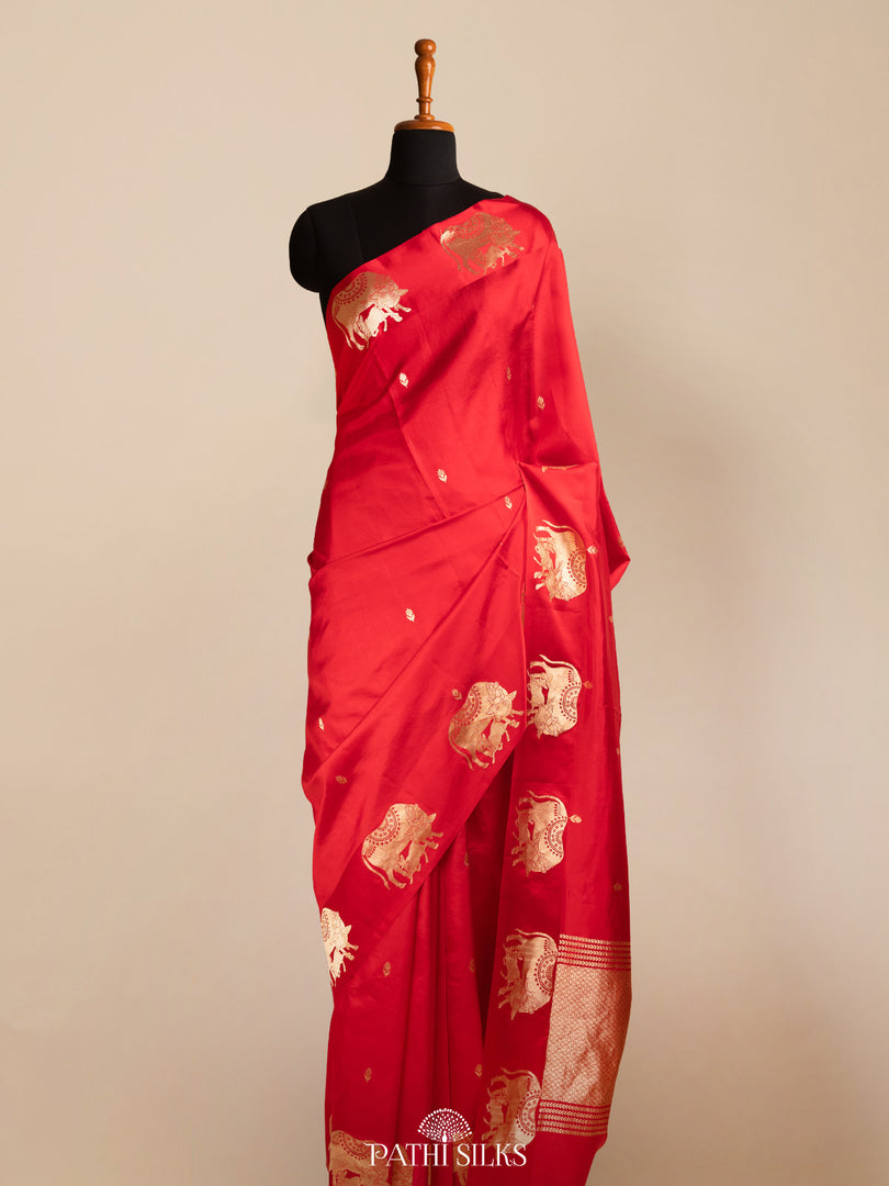 Red banasari silk saree