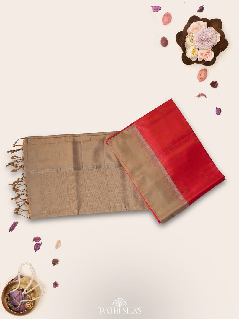 Sunrise orange Soft Silk saree