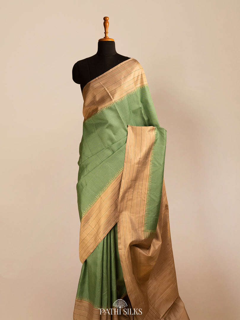 Mint Green Kanjivaram silk saree