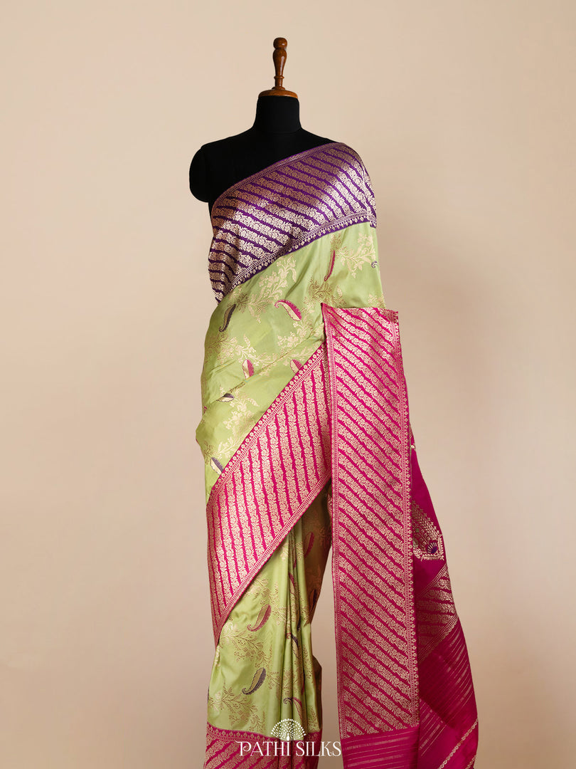 Pista green Banarasi Silk Saree