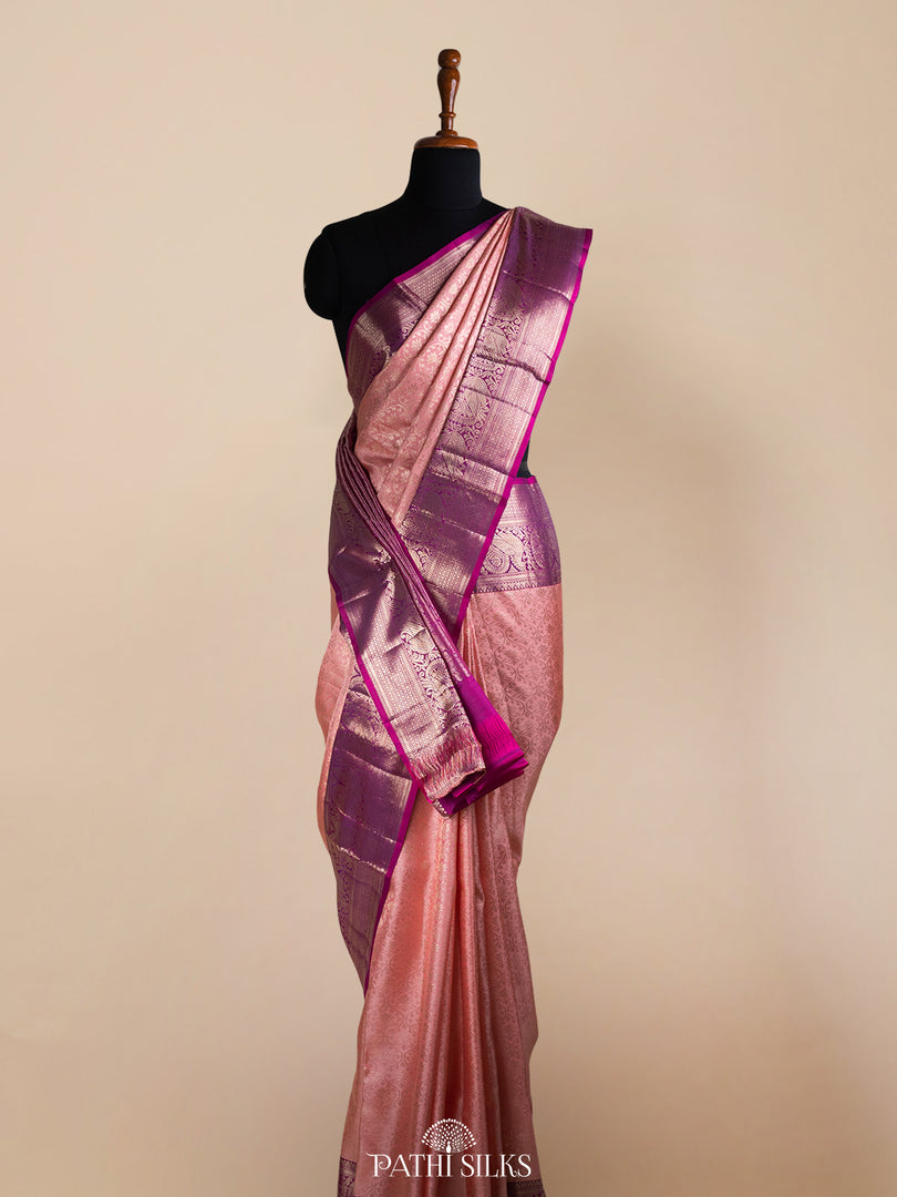 Peach Kanjivaram Silk Saree