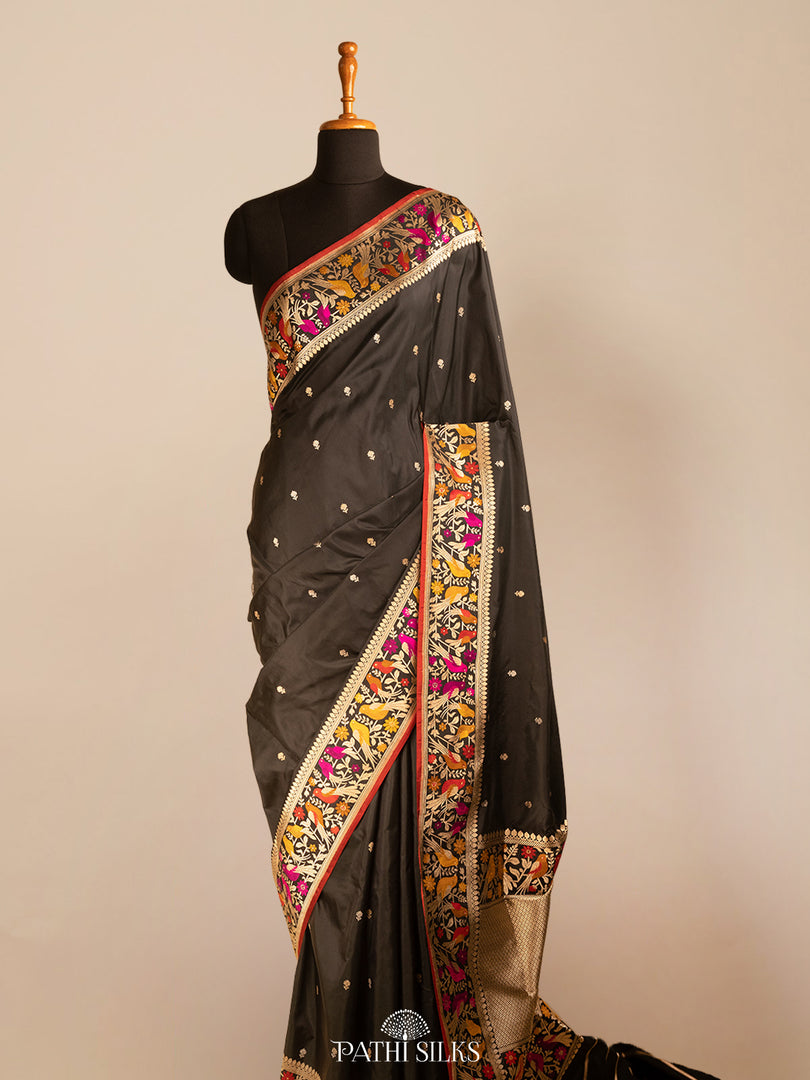 Black banarasi silk saree