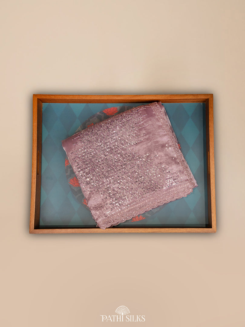 Mauve Pink organza saree