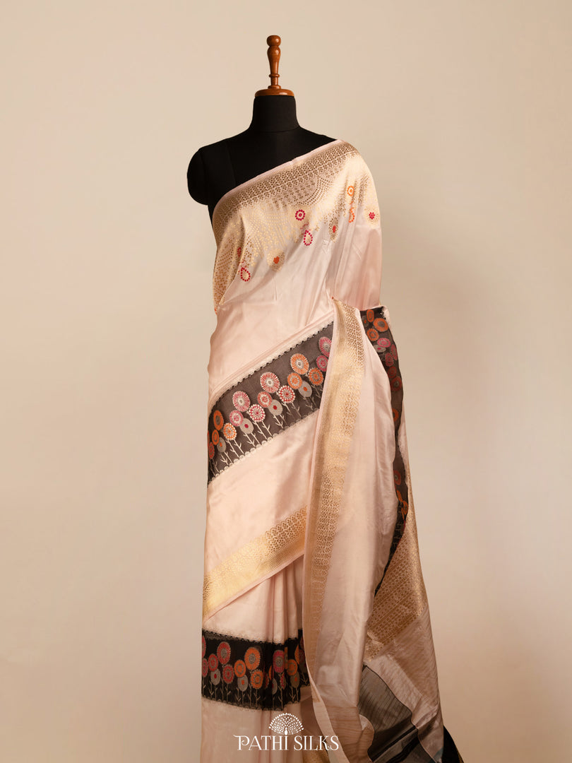 Baby pink banarasi silk saree