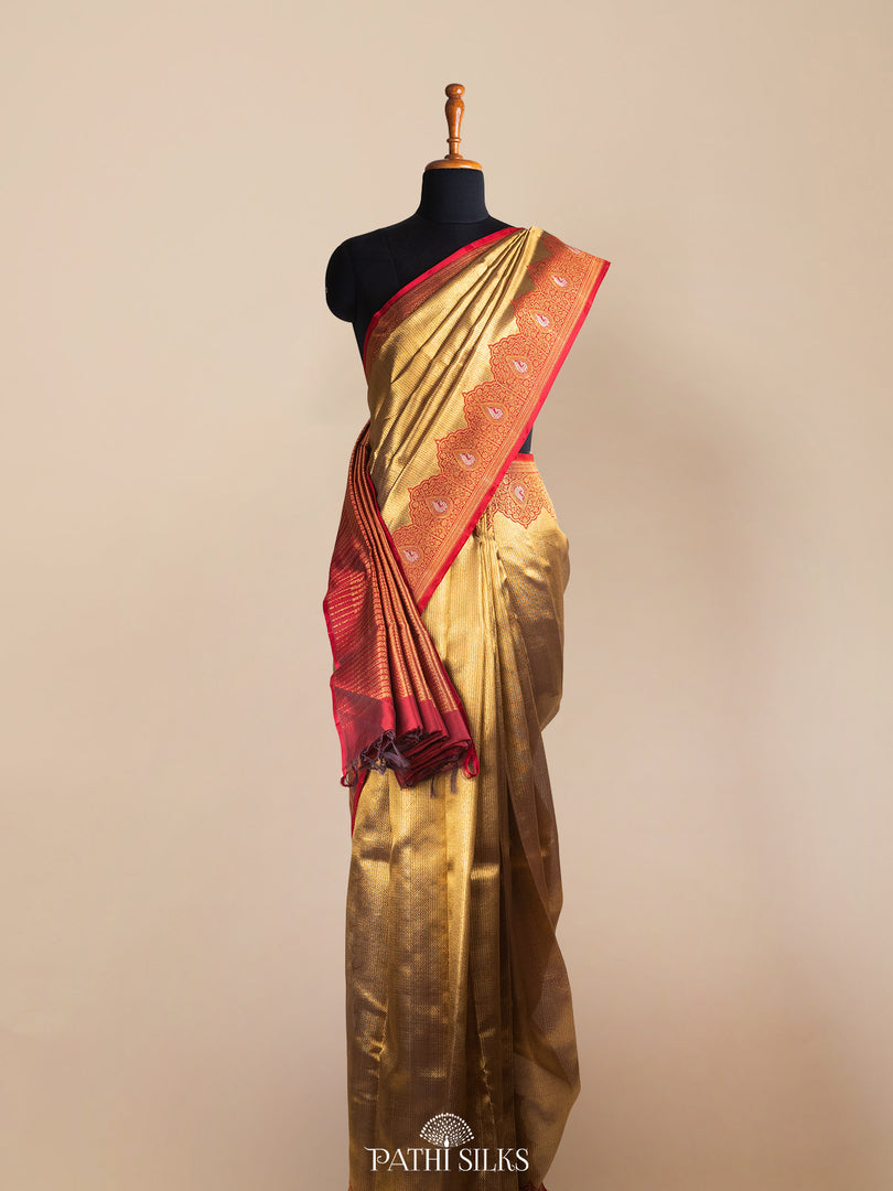Champagne gold Tissue kora Kanjivaram