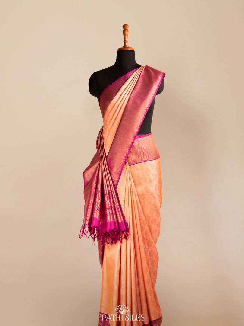 Peach Kanjivaram Silk Saree