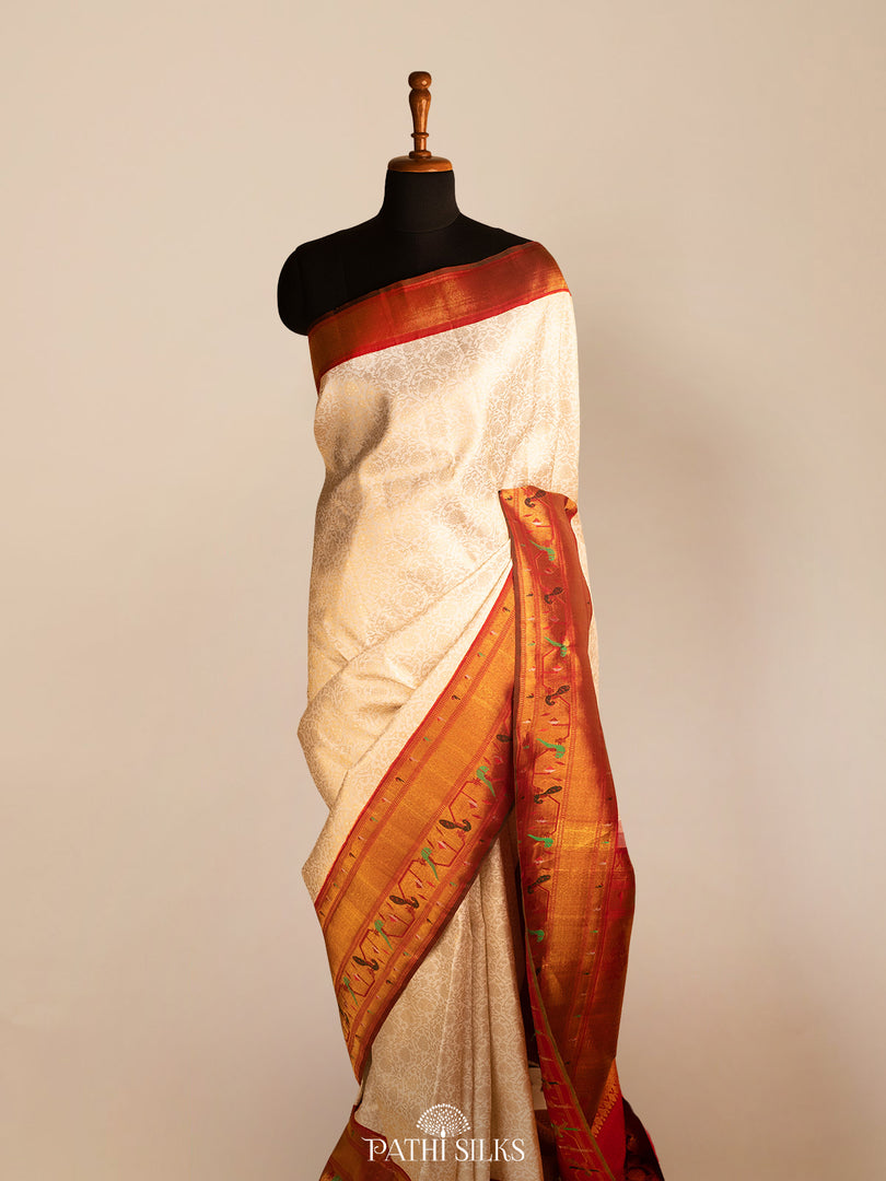 Off white Kanjivaram Silk Saree