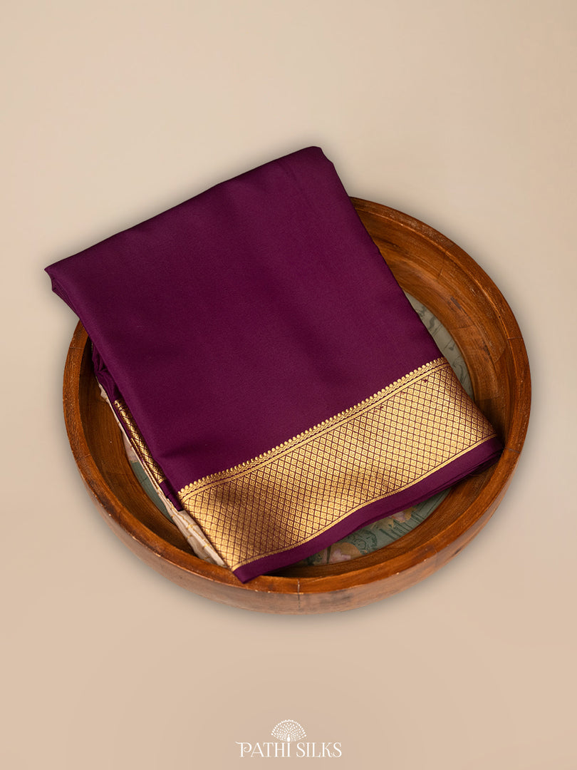 Purple Mysore crepe saree