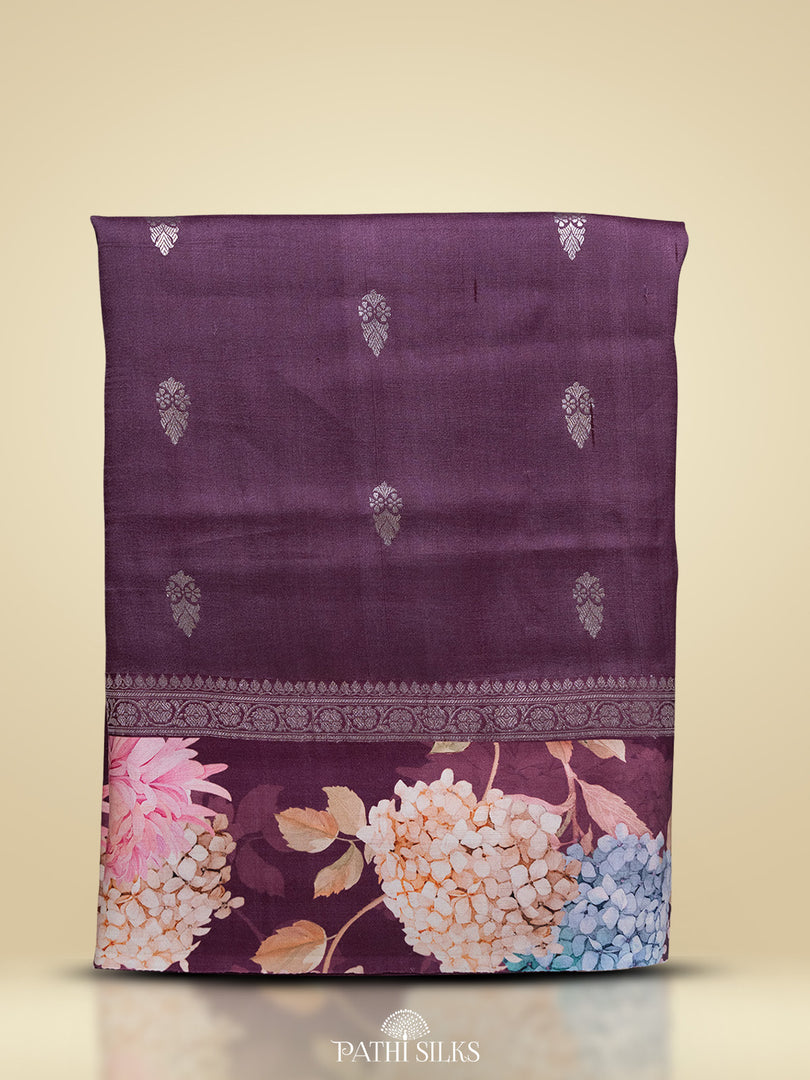 Wine Handwoven tussar with satin border