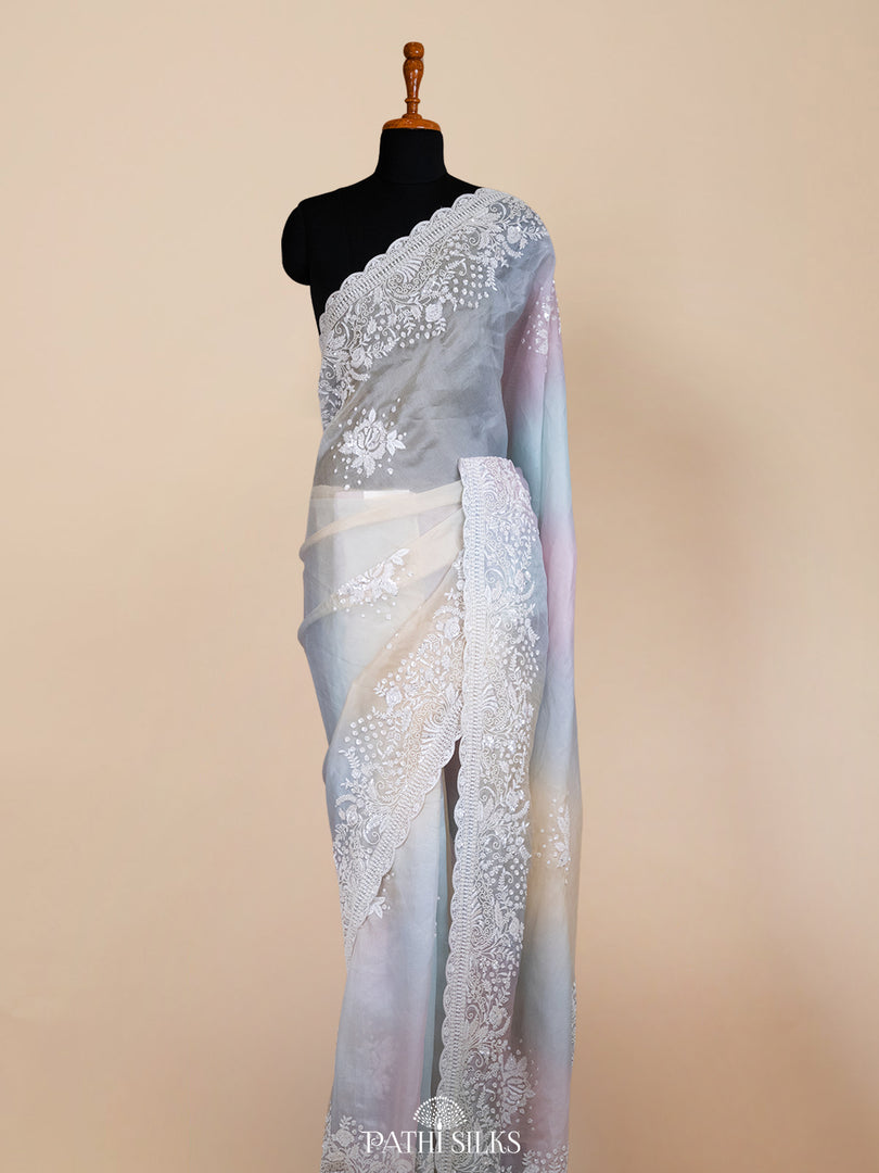 Multicolour Pastel organza saree