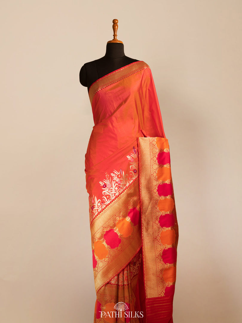Pink banarasi silk saree
