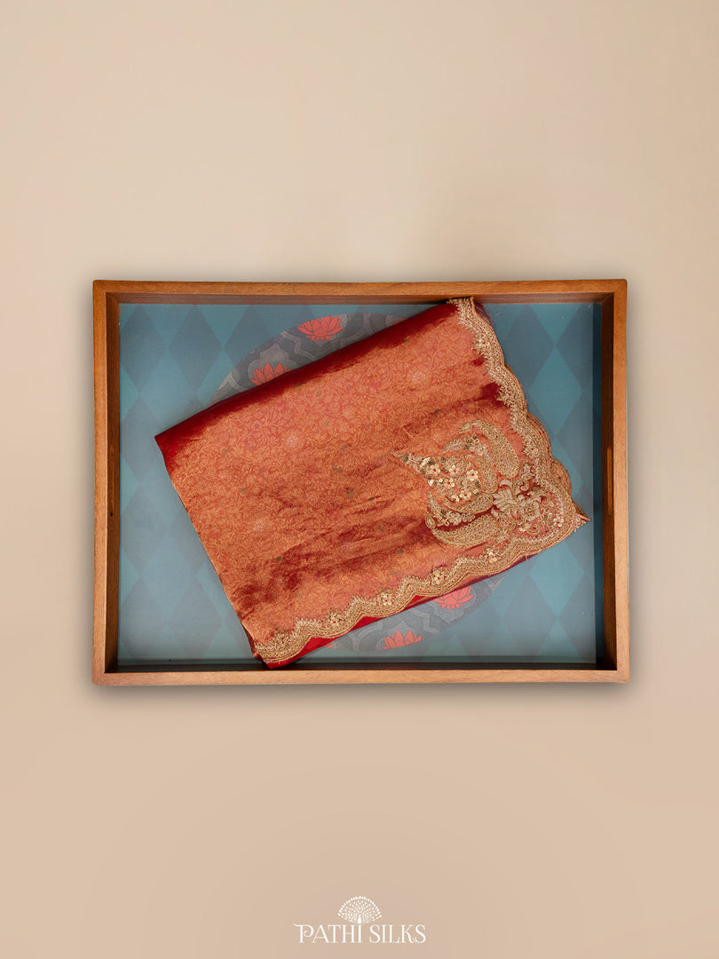 Red Tisssue Organza saree