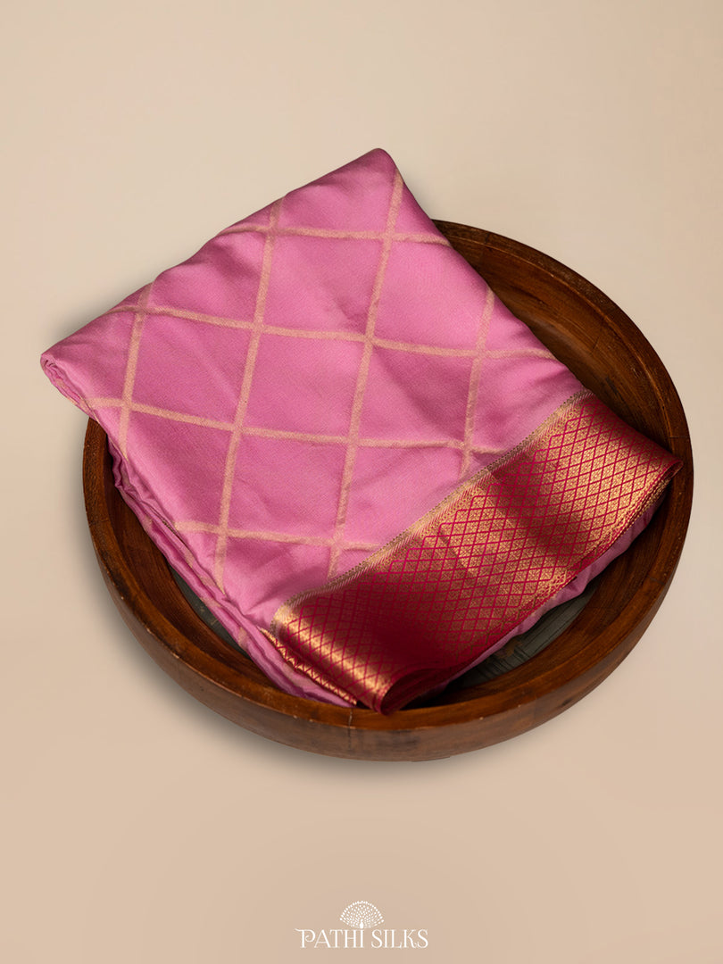 Pink Mysore crepe saree