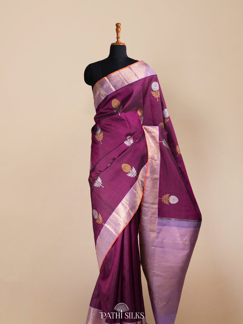Purple with lavender kanjivaram silk saree