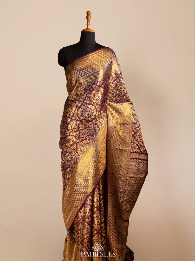 Purple Brocade Kanjivaram Silk Saree