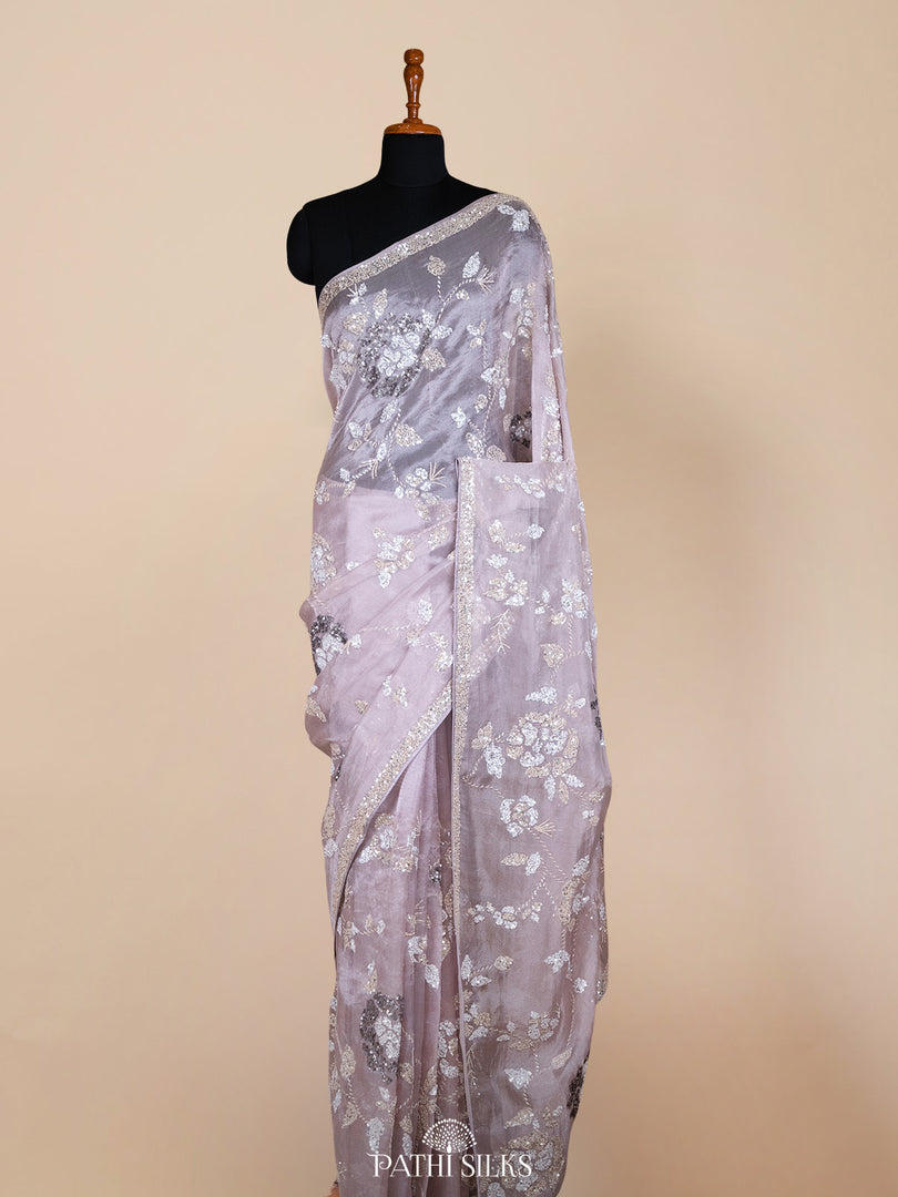 Lavender  Tissue organza saree
