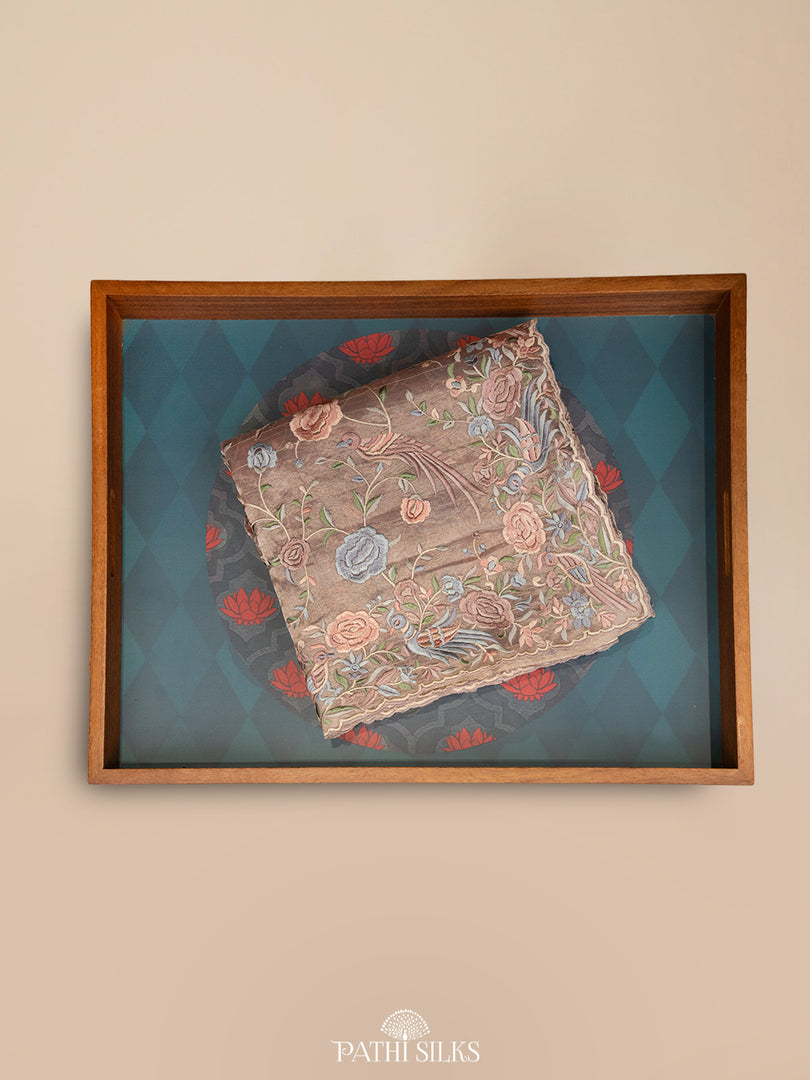 Light Mauve Tissue organza saree