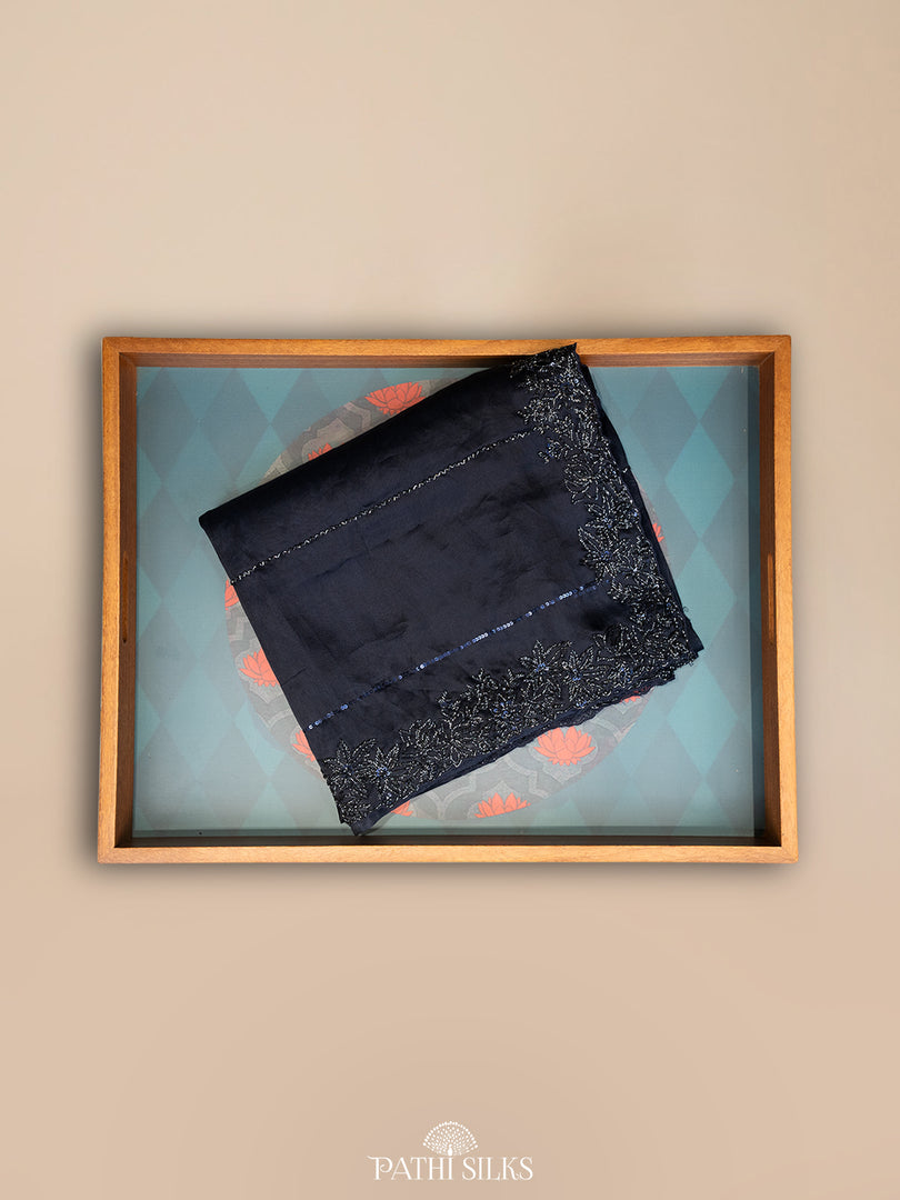 Navy Blue Orgnaza saree