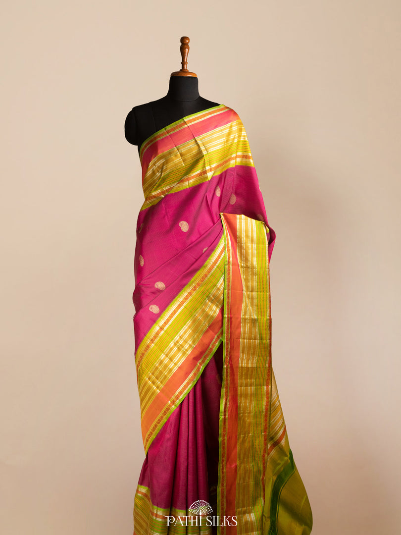 Purple and Green Kanjivaram Silk Saree
