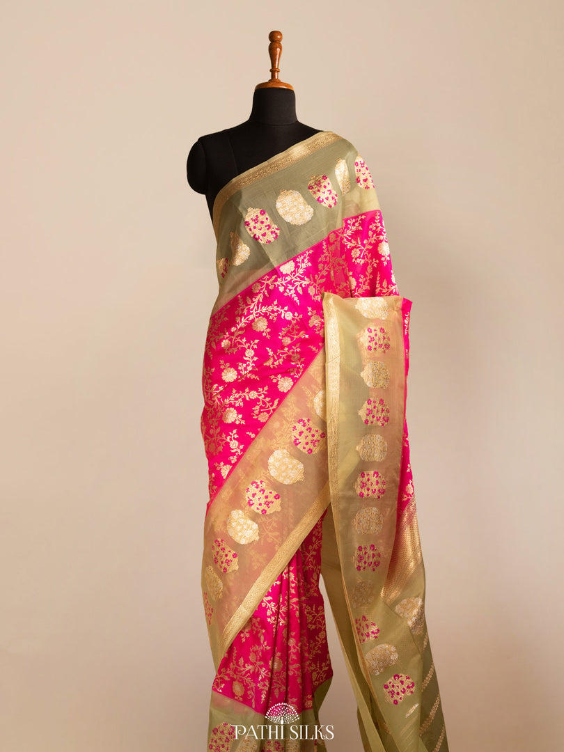 Rani pink banarasi silk saree
