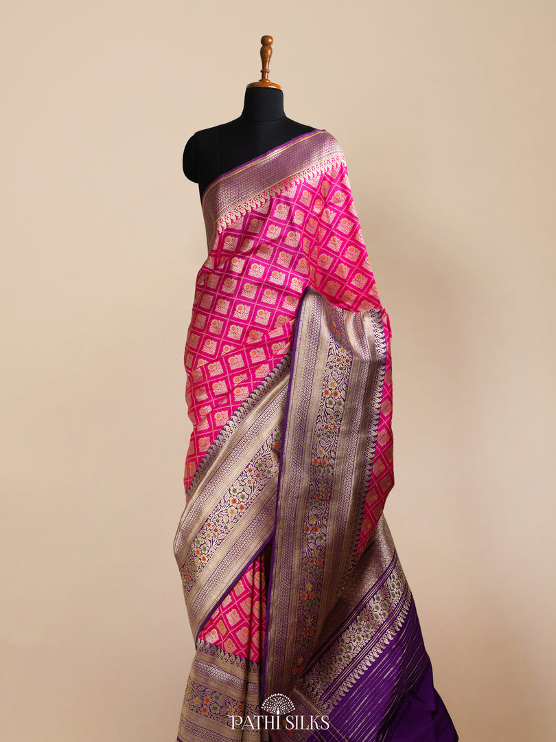 Pink Pichwai Handpainted Kanjivaram Silk Saree