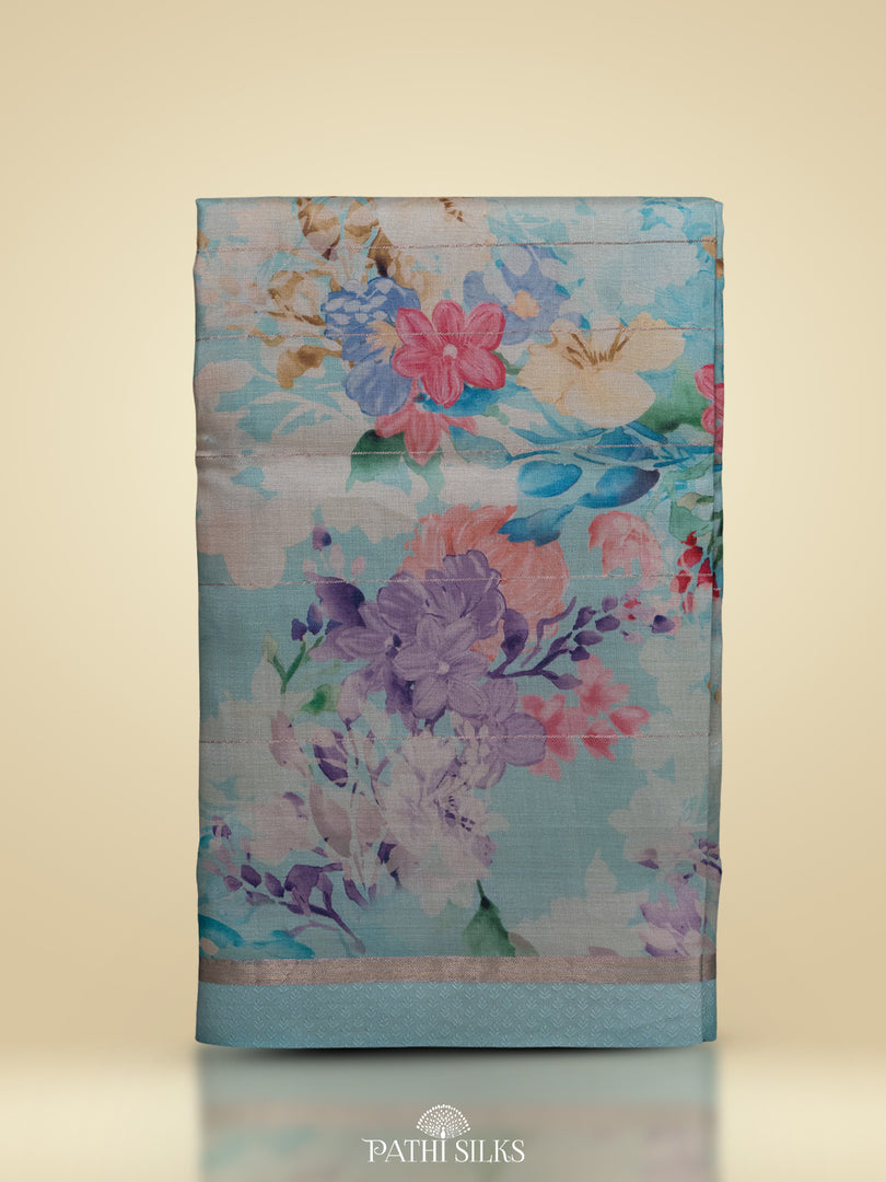 Mint Handwoven printed tussar