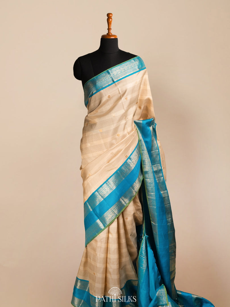 Off white Kanjivaram Silk Saree