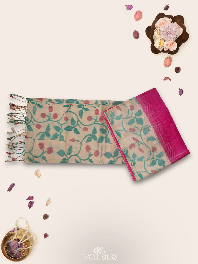 Light pink with off white Soft Silk saree