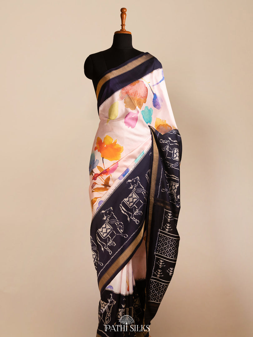 Light pink ikkat silk saree
