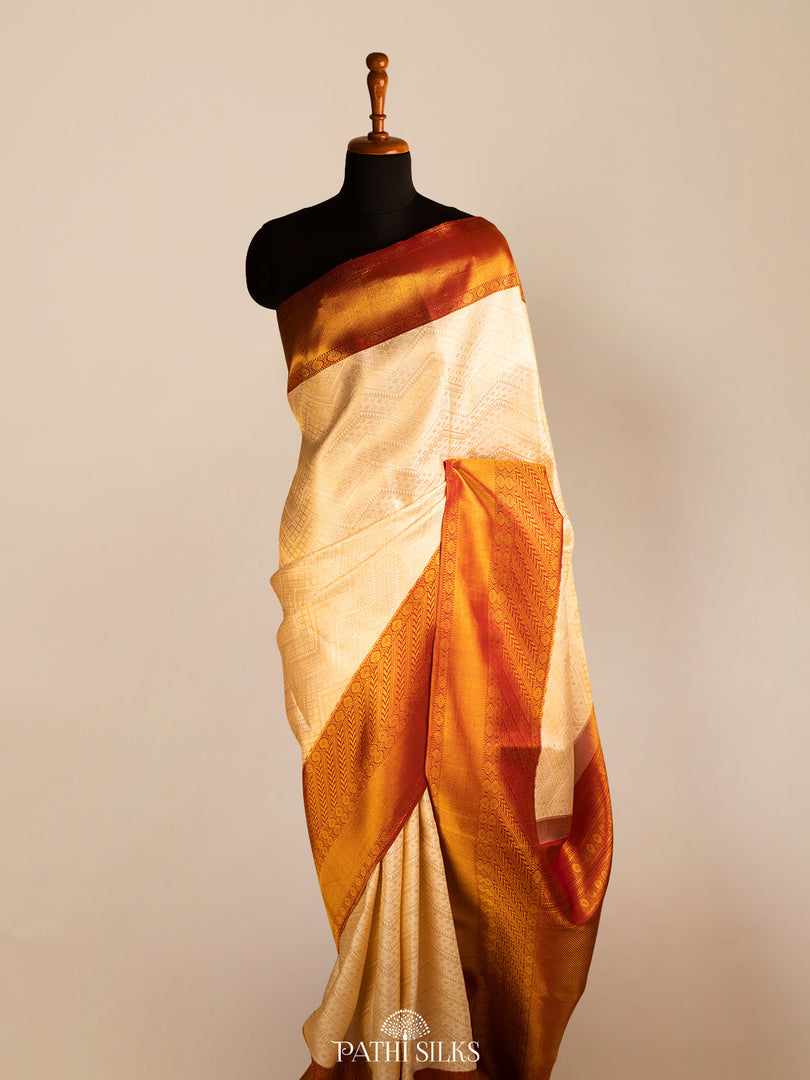 Off white Kanjivaram Silk Saree