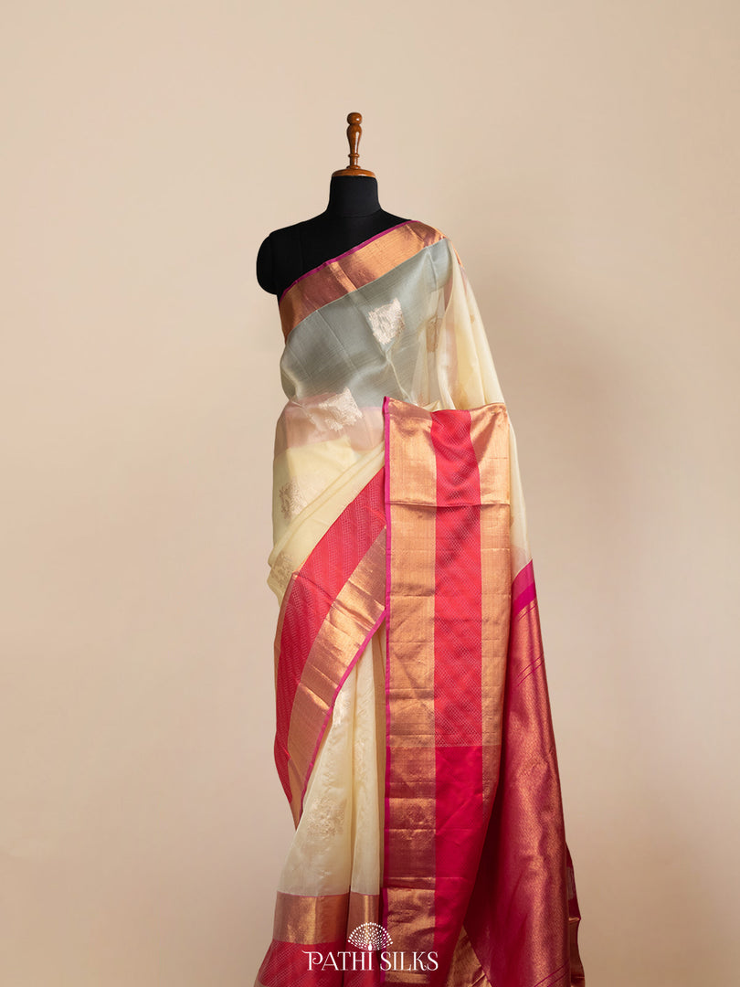 Pista Green Floral Handpainted Kanjivaram