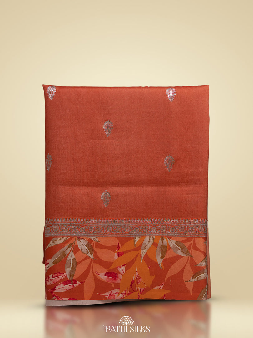 Rust orange Handwoven tussar with satin border