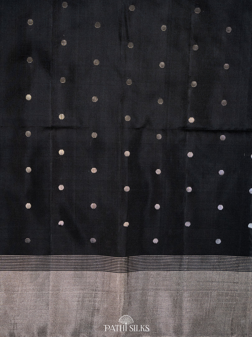 Black colour body with grey  Soft Silk saree