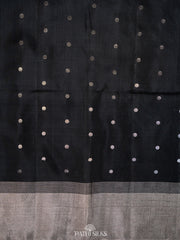 Black colour body with grey  Soft Silk saree
