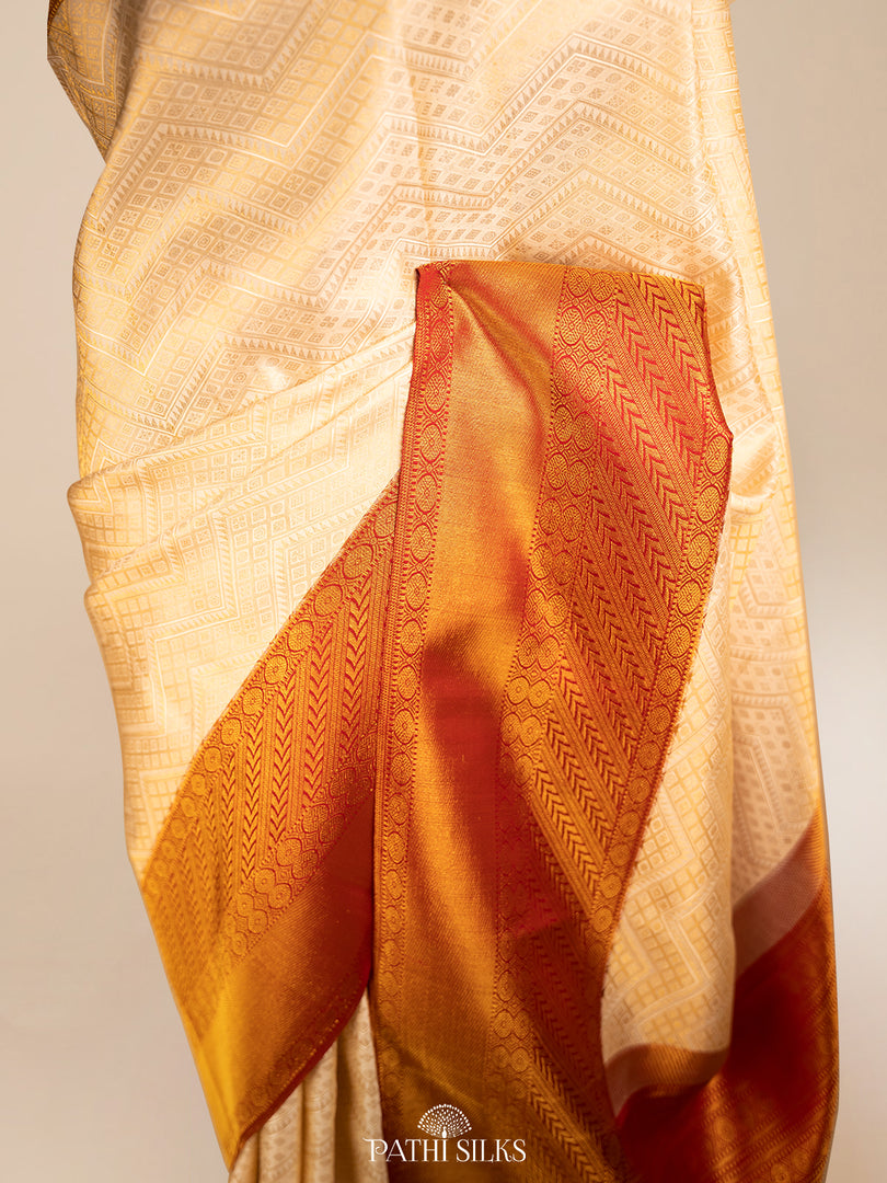 Off white Kanjivaram Silk Saree