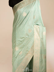 Powder blue moonga tussar banaras silk saree