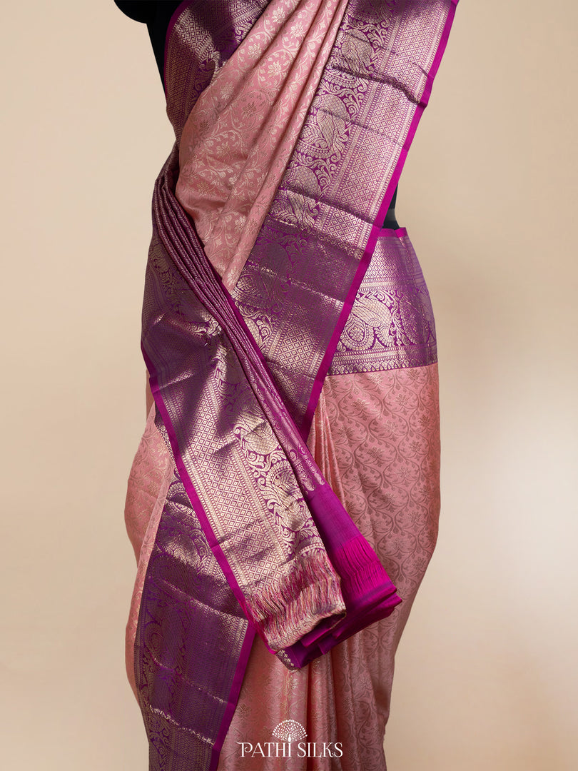Peach Kanjivaram Silk Saree