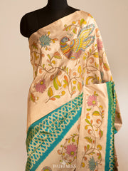 Ikkat Handpainted Kanjivaram Silk Saree