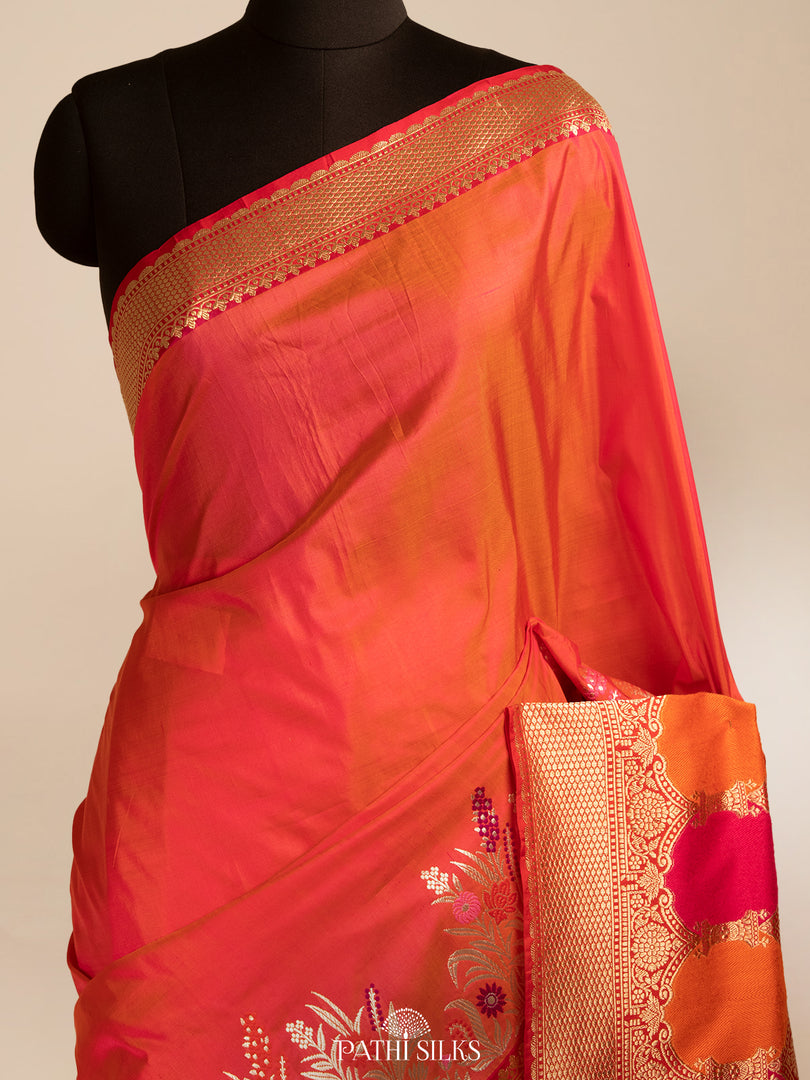 Pink banarasi silk saree