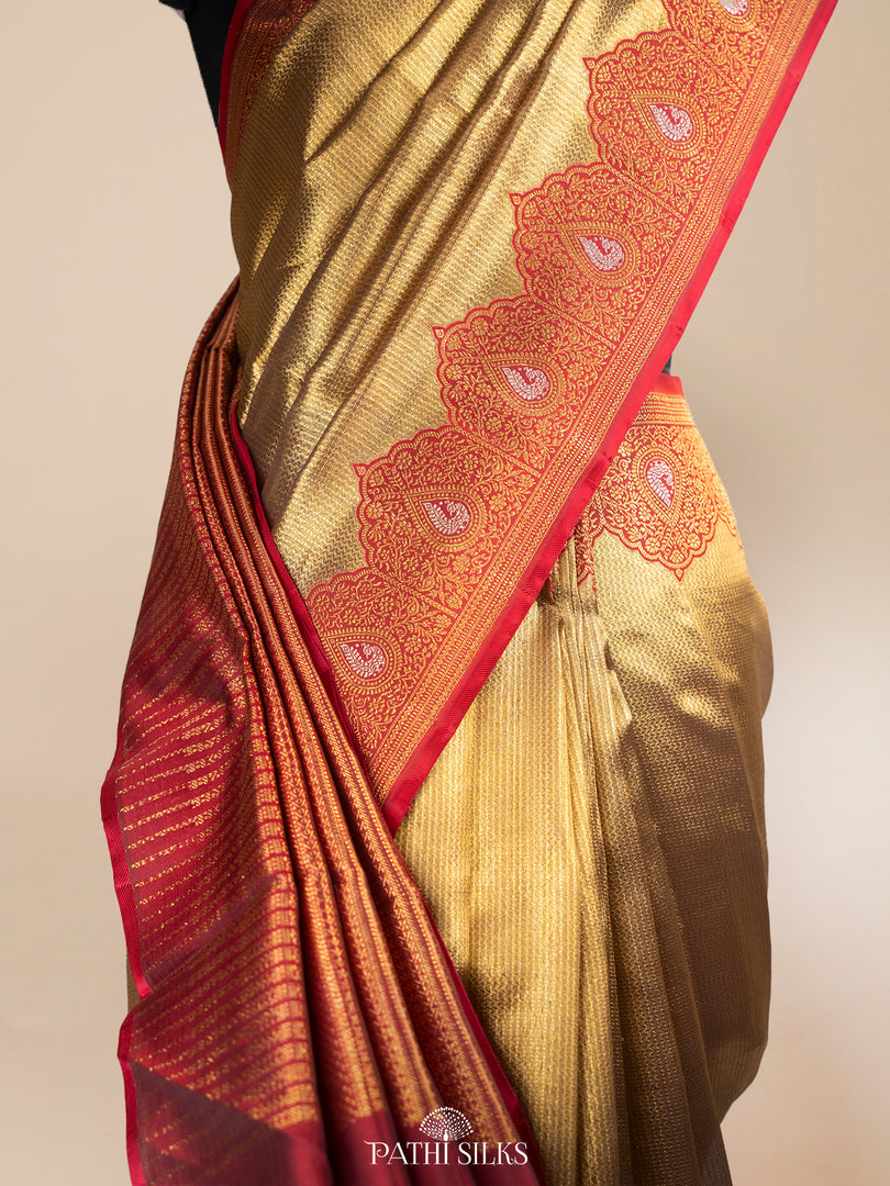 Champagne gold Tissue kora Kanjivaram