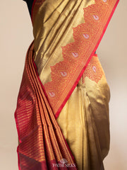 Champagne gold Tissue kora Kanjivaram