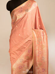 Pink moonga tussar banaras silk saree