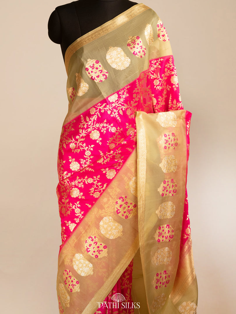 Rani pink banarasi silk saree