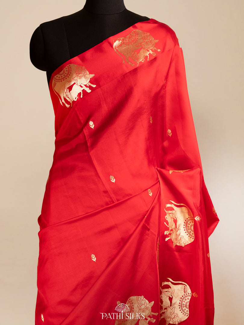 Red banasari silk saree
