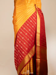 Mustard and red Kanjivaram Silk Saree